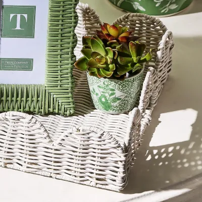 All Weather Wicker Rectangle Serving Trays, Set of 2