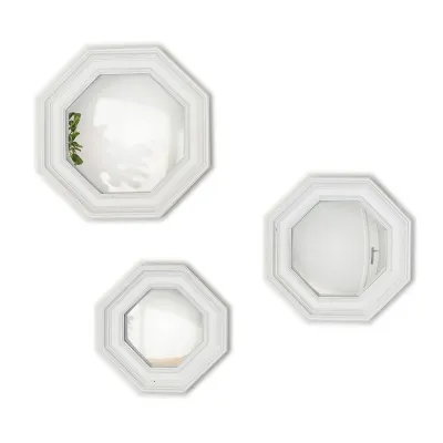 Octagon Set of 3 Convex Hanging Wall Mirrors Resin/Mirror