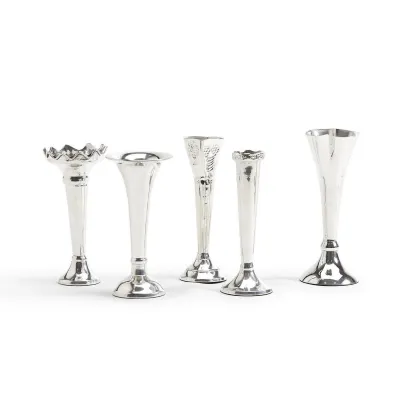 Bagatelles Set of 5 Single Stem Vases Silver-Plated Brass