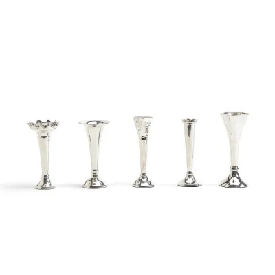 Bagatelles Set of 5 Single Stem Vases Silver-Plated Brass