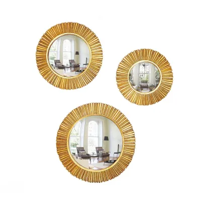 Set of Seven Gold Leaf Convex Wall Mirror