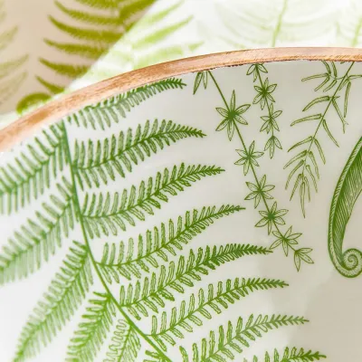 Set of Two Fern Hand-Crafted Wood Bowl