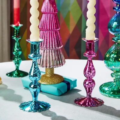 Mercury Glass Set of 5 Candlesticks Includes 5 Colors