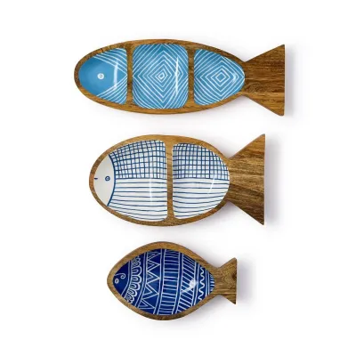 Hand-Crafted Fish Trays Set of 3