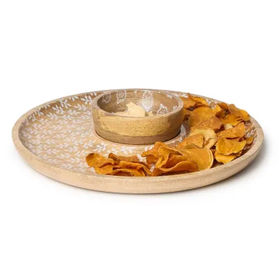Block Print Chip and Dip Set with Removeable Bowl