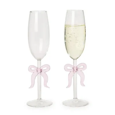 Pink Bow Champagne Glass