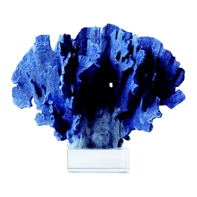 Mediterranean Blue Coral Sculpture with Glass Base - Resin/Glass