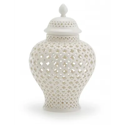 Carthage Medium Pierced Covered Lantern - Porcelain