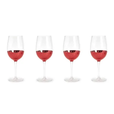 Red Hot Set of 4 Pc Faceted Wine Glasses Glass