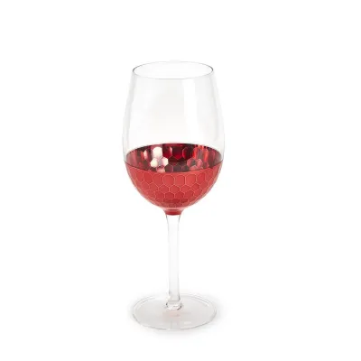 Red Hot Set of 4 Pc Faceted Wine Glasses Glass