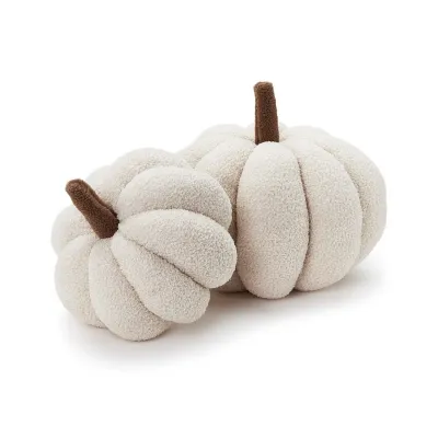 Set of 4 Oversized Soft Plush Bouclé Pumpkins Includes 2 Sizes/Colors