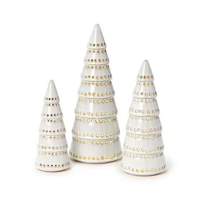 Set of 3 Pierced Holiday Trees with LED Light-Up Function Includes 3 Sizes