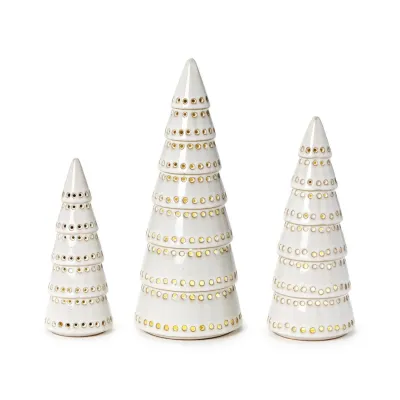 Set of 3 Pierced Holiday Trees with LED Light-Up Function Includes 3 Sizes