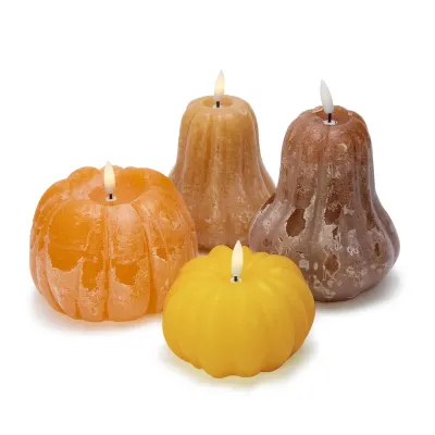 Flameless Pumpkin LED Decor Candles Set of 4