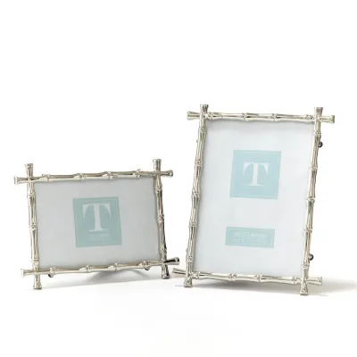 Set of 2 Bamboo Photo Frames (4" x 6", 5" x 7") Zinc Alloy/Glass