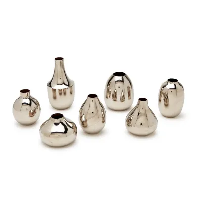 Silver Array Set of 7 Silver-Plated Nickel Vases Iron