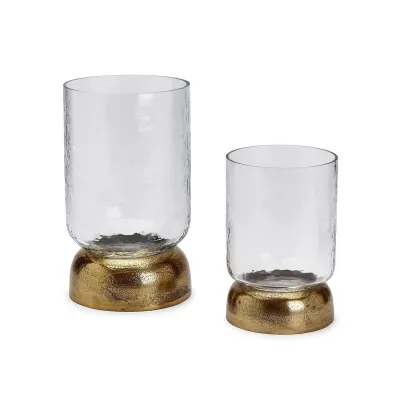 Hurricane with Brass Base, Set of 2