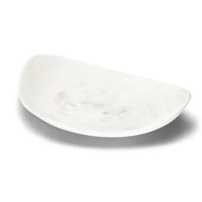 15" Archipelago White Cloud Marbleized Organic Shaped Platter Resin