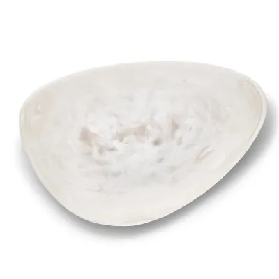 15" Archipelago White Cloud Marbleized Organic Shaped Platter Resin