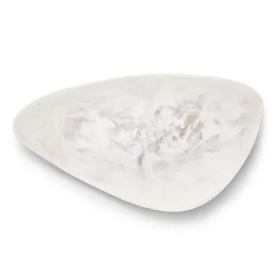 23" Archipelago White Cloud Marbleized Organic Shaped Platter Resin