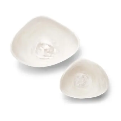 Set of 2 Archipelago White Cloud Marbleized Organic Shaped Bowl Resin