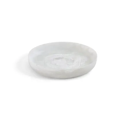 17" Archipelago White Cloud Marbleized Organic Shaped Platter Resin