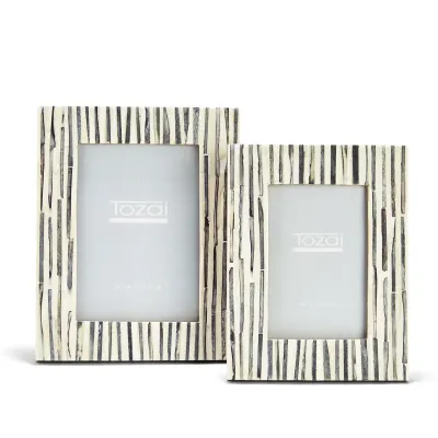 Grey Stripes Set of 2 Photo Frame (4" x 6", 5" x 7") Resin/Glass