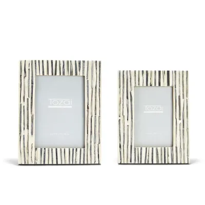 Grey Stripes Set of 2 Photo Frame (4" x 6", 5" x 7") Resin/Glass