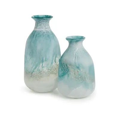 Set of Two Seafoam Vases