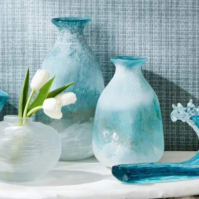 Set of Two Seafoam Vases