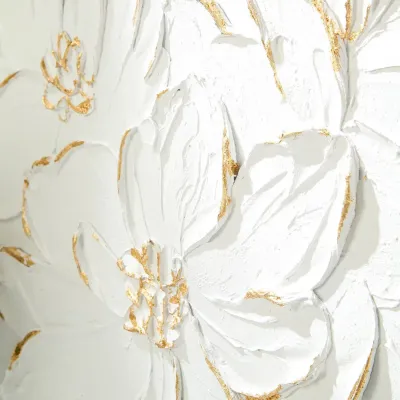 White Florals with Gold Accent Wall Art Set of 2