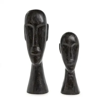 Set of Two African Head Sculpture