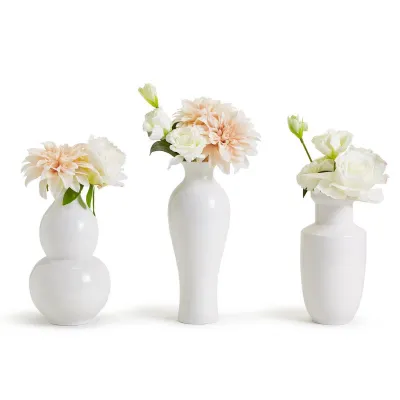 Imperial White Set of 3 Hand Turned Vases Porcelain