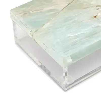 Set of 2 Amazonite Boxes Includes 2 Sizes Genuine Amazonite Gemstone/Resin/Acrylic