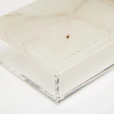 Set of 2 White Quartz Boxes Includes 2 Sizes Genuine White Quartz/Resin/Acrylic