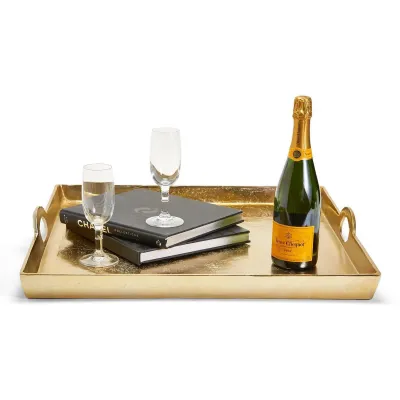Hotel De Ville Gold Decorative Square Tray Recycled Aluminum