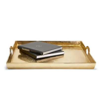 Hotel De Ville Gold Decorative Square Tray Recycled Aluminum