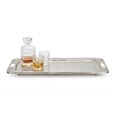 Normandie Decorative Rectangular Silver Tray Recycled Aluminum