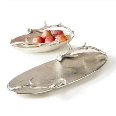 Silver Antler Set of 2 Trays Includes 2 Sizes -Recycled Aluminum