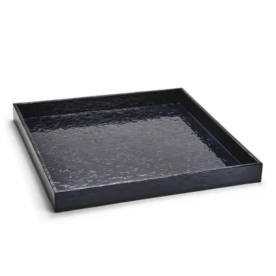 Midnight Blue Gallery Tray with Herringbone Pattern Mother of Pearl