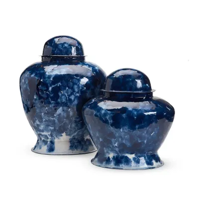 Midnight Sky Set of 2 Covered Jar Iron/Enamel