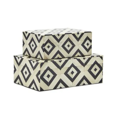 Cosmatesque, Set of 2 Covered Box MDF/Resin/Bone