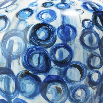 Blue Circles Set of 2 Hand-Painted Vases Porcelain