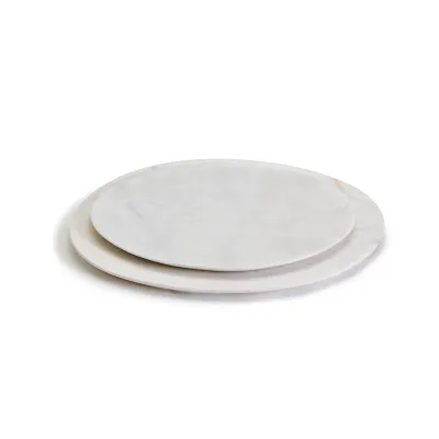 Set of 2 Organic Shaped White Marble Serving Tray Marble