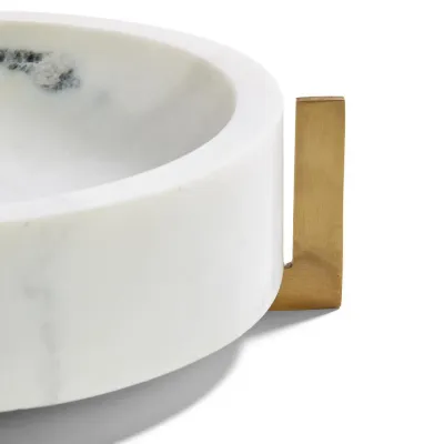 Stahl White Marble Bowl with Gold Stand food safe) Marble/Brass