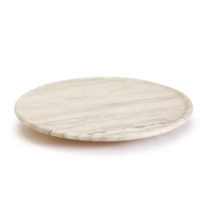Perfectly Polished Solid Marble Rotating Lazy Susan Marble/Mango Wood