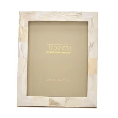 Pearly White 8" x 10" Photo Frame in Gift Box Mother of Pearl/Glass