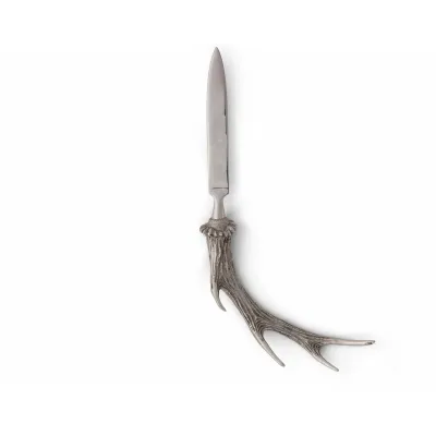 Lodge Style Pewter Handle Antler Letter Opener
