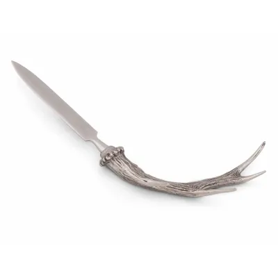 Lodge Style Pewter Handle Antler Letter Opener