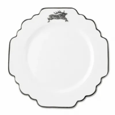 Running Elk Platinum Rim Scallop Dinner Plate